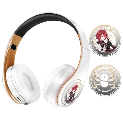 Auriculares anime over-ear Miku Nakano Sanjiu Bluetooth 5.0 – Headset gaming estéreo inalámbrico con graves profundos, micrófono y compatibilidad con tarjeta TF