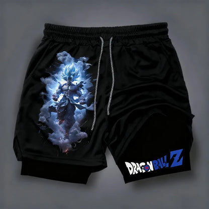 Dragon Ball Anime Goku Peripheral Printed Double-layered Shorts 2025 Summer American Sporty Men's Loose and Breathable Pants