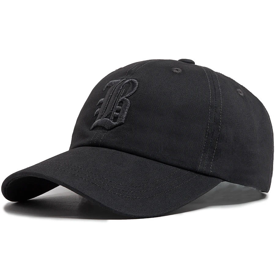Mode d'été : casquette de baseball pour homme, brodée d'une lettre, casquette « trucker » en coton, casquette décontractée d'extérieur à visière souple, casquettes de baseball pour femme