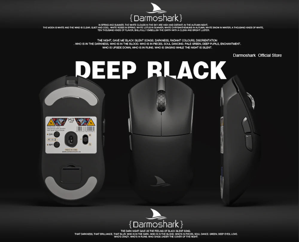 Rato Gaming Darmoshark M3Pro 2.4G BT sem fios Tri-Mode, sensor PAW3395, N52840, 26000DPI, rato com driver macro para mãos grandes e gaming