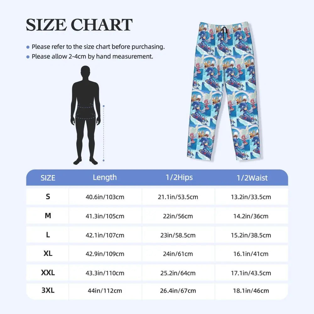 Custom Print Men's Soniced Pajama Pants Hedgehog Game Sleepwear Sleep Lounge Bottoms with Pockets