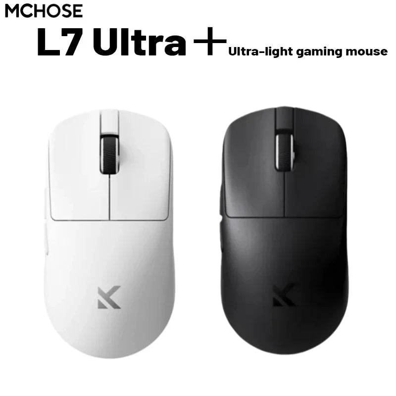 MCHOSE L7 Ultra+ Rato de Mão Médio Grande para Gaming e E-Sports Paw3950 Sem Fios de Três Modos, Leve, para Escritório, Rato de Computador Dual-Drive