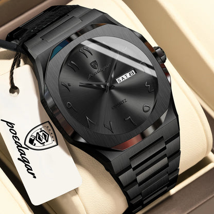 POEDAGAR Luxus-Herrenuhr, wasserdichte Quarzuhr aus Edelstahl, Herrenuhr mit Wochentagsanzeige und Datumsanzeige, Business-Herrenuhren, Reloj Hombre