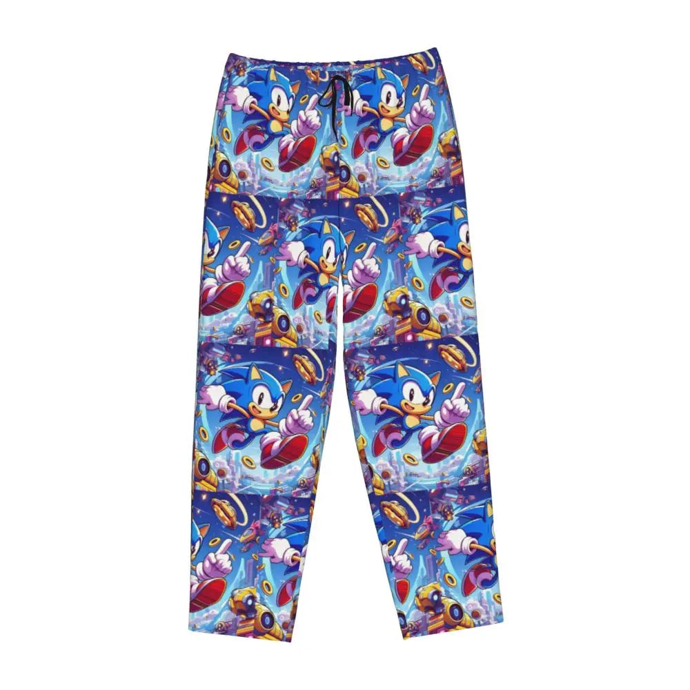 Custom Printed Womens Soniced Pajama Pants Hedgehog Game Sleepwear Sleep Lounge Bottoms with Pockets