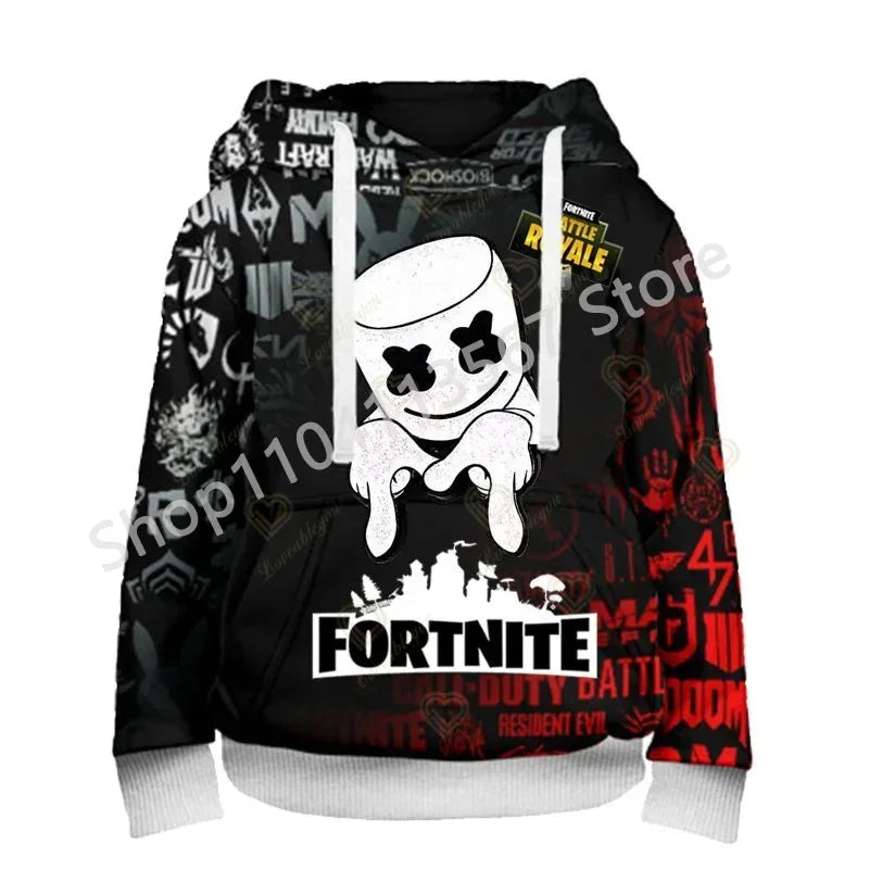 Llama Battle Royale F-Fortnited Kapuzenpullover mit 3D-Print für Herren, Damen und Kinder, Sweatshirt für Jungen, Mädchen und Kids, Streetwear-Pullover, grüne Oberteile