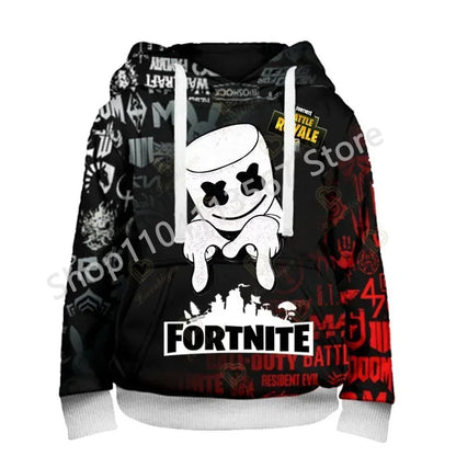 Llama Battle Royale F-Fortnited Kapuzenpullover mit 3D-Print für Herren, Damen und Kinder, Sweatshirt für Jungen, Mädchen und Kids, Streetwear-Pullover, grüne Oberteile