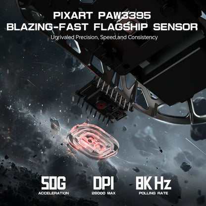 Mouse gaming ATTACK SHARK R3 in lega di magnesio 8K SUPERLIGHT 8000Hz 6 DPI regolabili fino a 26000 PAW3395 BT/2.4G wireless/cablato