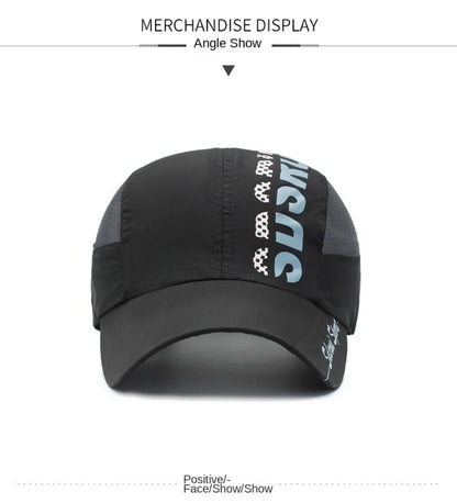 Unisex Wide Brim Mesh Baseball Cap Breathable Quick-drying Peaked Cap Adjustable Hip Hop Hats Outdoor Sports