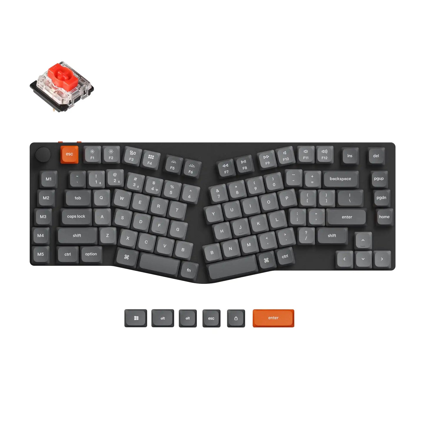Keychron K15 Max (Alice-Layout) QMK kabellose individuell anpassbare mechanische Tastatur mit flachem Profil, Gateron-Switches und Double-Shot-PBT-Tastenkappen