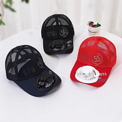 Solar Powered Charge Fan Baseball Cap Adults Summer Outdoor Camping Fishing Sun Shading  Duck Tongue Mesh Cap Father's Day Gifts