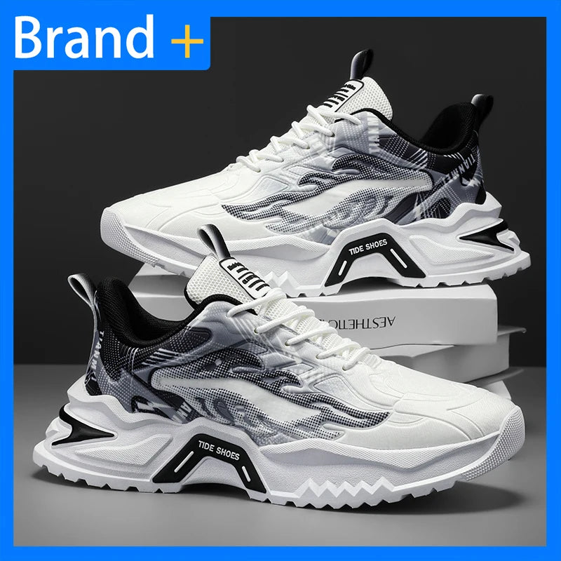 Scarpe sportive da uomo alla moda con lacci, versatili, antiscivolo, con suola spessa, comode scarpe casual da running per adolescenti, da indossare ogni giorno