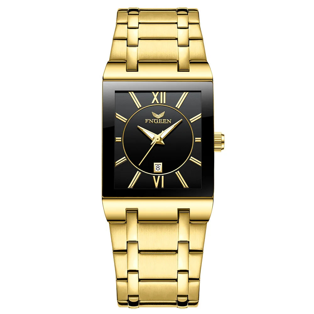 Luxuriöse BINBOND-Herrenarmbanduhr mit präzisem Quarzwerk, Leuchtzeiger, wasserdicht, automatische Datumsanzeige, aus strapazierfähigem Edelstahl, lässiger Stil.
