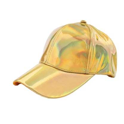 Unisex PU Rainbow Color Changing Baseball Hat Fashion Adult Laser Hip Hop Cap Outdoor Casual Snapback Shiny Party Dressing Hat