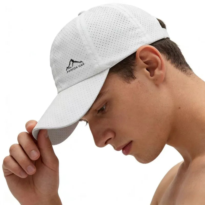 Unisex Perforated Running Cap - for Hiking&Outdoor Activities Quick Dry UV Protection Sports Hat  Lightweight Adjustable Sun Hat