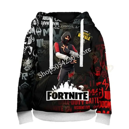 Sweatshirt com capuz Fortnite para homem, estampado 3D, moda Battle Game, para rapazes e raparigas, estilo hip hop, casaco casual masculino