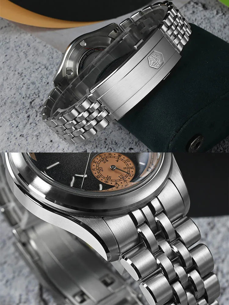 San Martin 39mm Miyota 9132 Power Reserve Display Men's Luxury Sport Watch Automatic Mechanical Waterproof Original Design SN0144