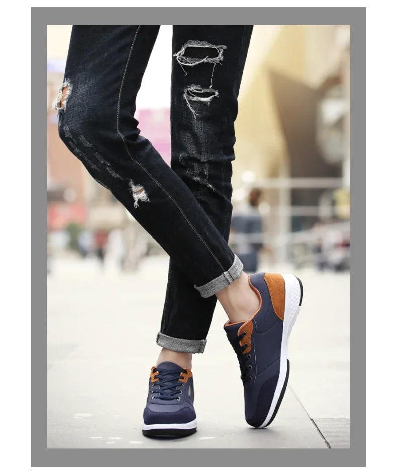 YRZL Herrenschuhe Frühling Herbst Wasserdichte Walking-Sneaker Freizeit-Ledersportschuhe für Herren Rutschfestes Schuhwerk Tennis für Herren