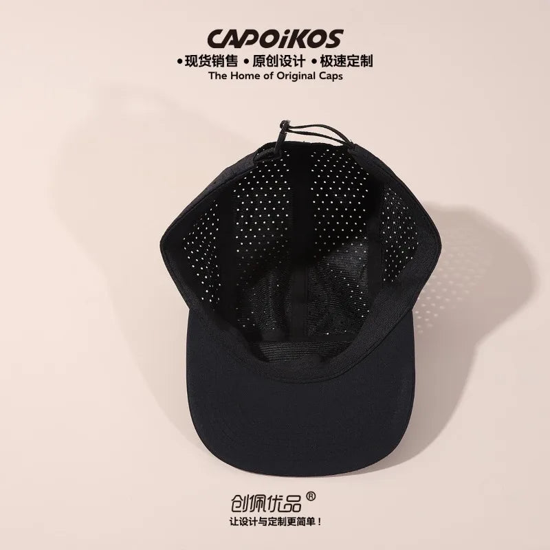 Czapka baseballowa z pięcioma panelami, w jednolitym kolorze, z indywidualnym logo, szybkoschnąca, męska i damska, z siateczką, oddychająca, idealna na kemping, do sportu i na deskorolkę
