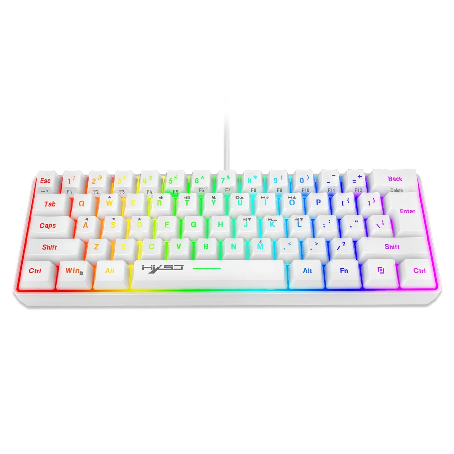 Neue Mini-Gaming-Tastatur, kabelgebundene Slim-Membrantastatur mit 61 Tasten, Touch-RGB-Beleuchtung und mehreren Schnellzugriffstasten-Kombinationen, geeignet für Gaming und Büro