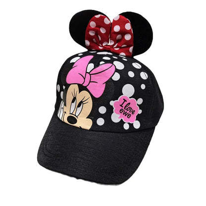 Casquette de baseball Disney Minnie Mickey Anime en coton et polyester, avec personnage de dessin animé, visière, pour déguisement, cadeau d'anniversaire pour enfants