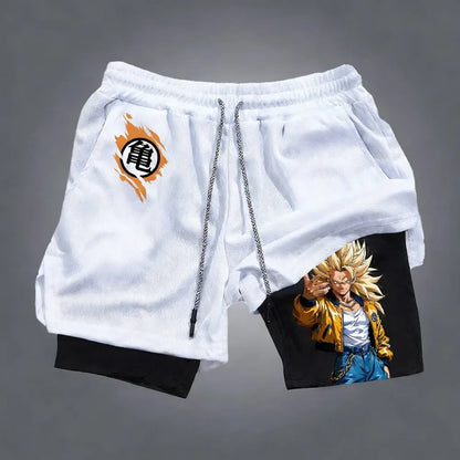 Dragon Ball Goku Unisex Harajuku Anime Printed 2026 Summer New Product Loose Sports Breathable Quick Drying Double Layer Shorts