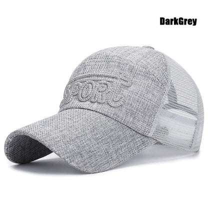 New Fashion Outdoor Sport Baseball Cap Casual Snapback Hats linen mesh fabric embroidery Suitable for spring  summer and autumn