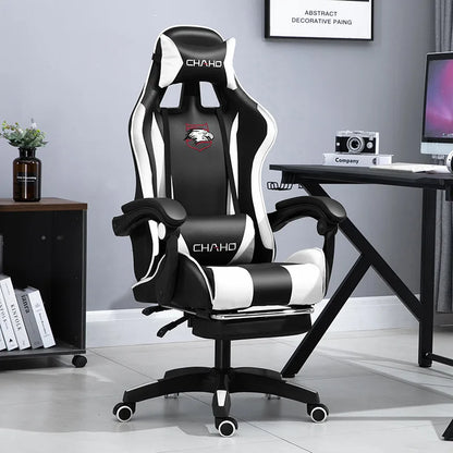 Ergonomic PU Leather Gaming Chair with Adjustable Height, Reclining Computer Chair, Swivel Office Chair for Home Office, Gaming & Study