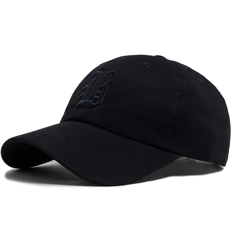 Mode d'été : casquette de baseball pour homme, brodée d'une lettre, casquette « trucker » en coton, casquette décontractée d'extérieur à visière souple, casquettes de baseball pour femme