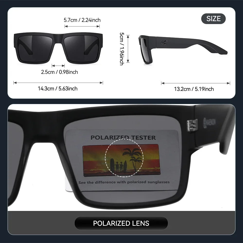 KAENON Fashion Square – univerzální polarizované sluneční brýle pro muže i ženy, vhodné pro sport, rybaření a řízení, s ochranou UV400