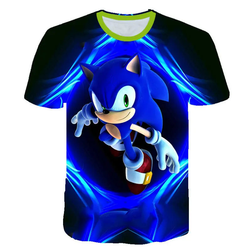 Men T Shirt Women Tee Boys Girls Top Adults Children Parent Child quick dry kid Tshirts Sonic Hedgehog Anime Peripheral Shirt