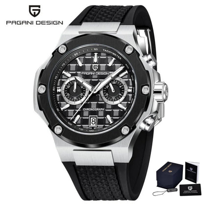 PAGANI DESIGN PD-YS032 Herren-Quarzuhr 44mm Japan VK64 Uhrwerk Edelstahlgehäuse Kautschukarmband Saphirglas 100M wasserdicht