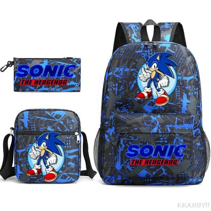 Sonic Backpacks Student School Bags for Teen Men Women Tote Bag Clutch Pocket Nylon Backpacks Travel Mochilas