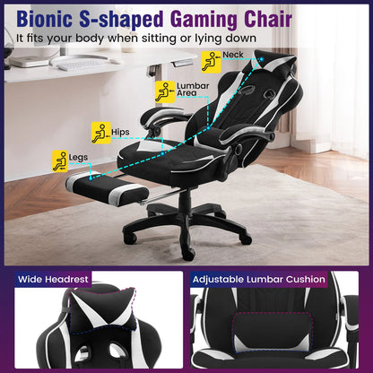 WOLTU Ergonomic Gamer Computer Chair Executive Office Chair Breathable Gaming Chair with Lumbar Cushion Headrest Footrest