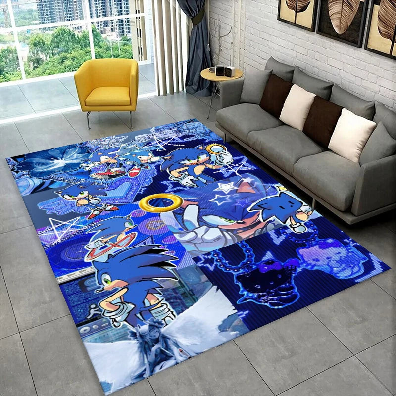 Classic Game S-Sonic Cartoon Non-Slip Area Rug for Living Room,Bedroom,Playroom,Soft Carpet Floor Mat Home Decor Rug Kids Room