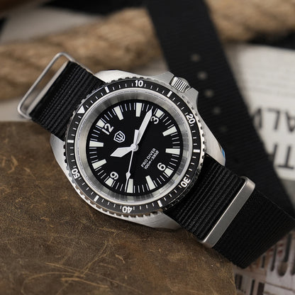 Relógio de Homem Watchdives WD1980 V3 38mm Vintage, Movimento de Quartzo VH31 Ronda 515 com Segundos Contínuos, Luminescente, Vidro de Safira