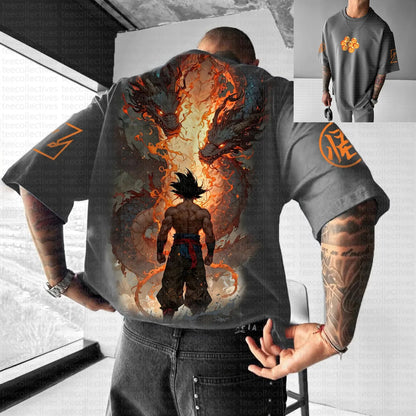 T-shirt de verão 2025 Son Goku Dragon Ball Anime para homem, estilo Harajuku oversized retro street, top unissexo casual largo de manga curta para mulher