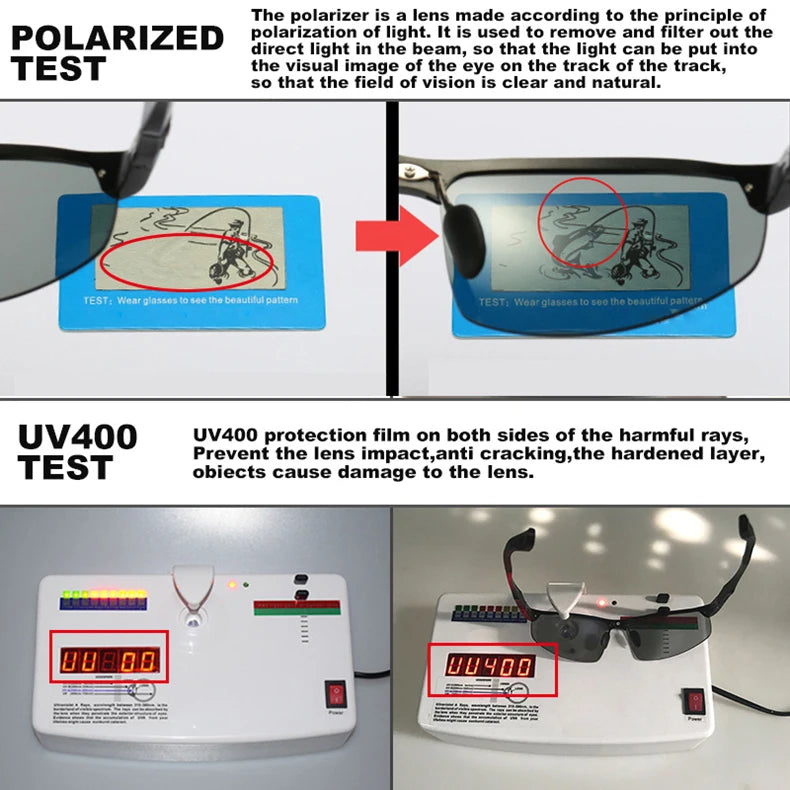 CLLOIO Hliníkové bezrámové fotochromatické sluneční brýle pro muže, polarizované, řidičské, chameleonové, protisvětelné, cestovní, rybářské, UV400