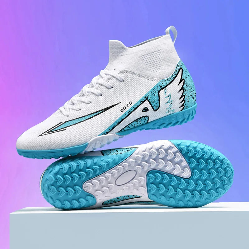 Nouvelles chaussures de football pour hommes, chaussures de soccer de haute qualité pour l'extérieur, chaussures de sport ultralégères pour l'intérieur, chaussures de sport antidérapantes à cheville haute, chaussures d