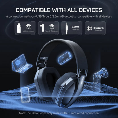 Auriculares gaming inalámbricos trimodo EKSA G19BT – Bluetooth 5.4, auriculares gaming 2.4GHz de baja latencia con micrófono para PC, PS5, Xbox