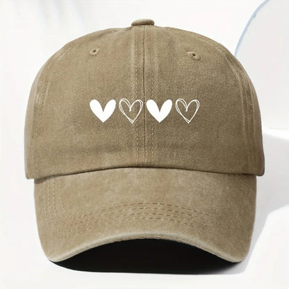 Unisex retro baseball cap with heart-shaped pattern for outdoor sun protection, suitable for truck drivers all year round.