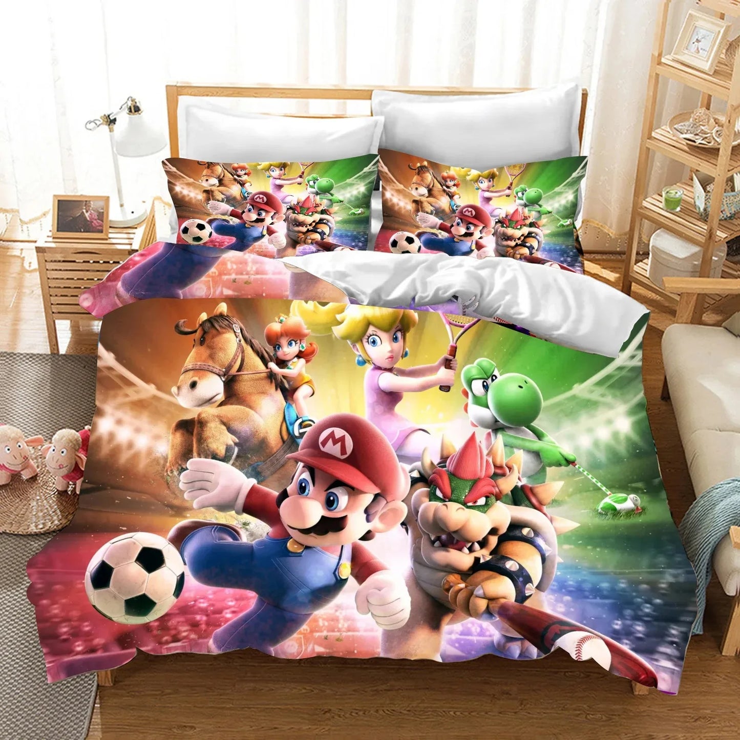 Hot Super Mario Cartoon Game Cute All Season Duvet Cover And Pillowcase Teen Large/Queen Cute Bedroom Decoration Boys Girls Gift