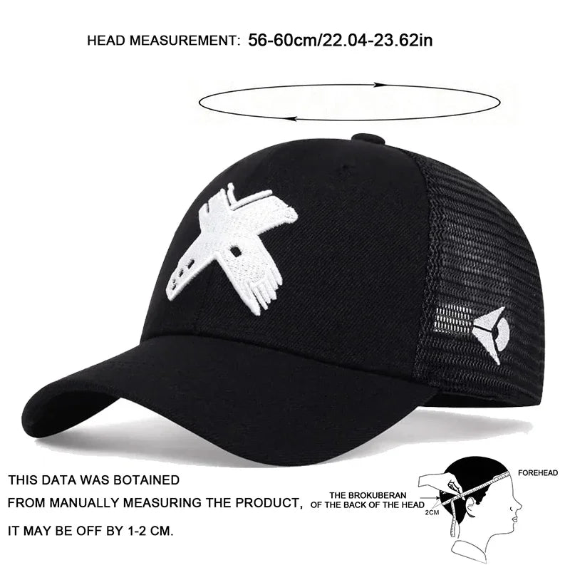 Unisex X Letter Embroidery Baseball Net Caps Spring and Summer Outdoor Adjustable Casual Hats Sunscreen Hat Sports Golf Cap