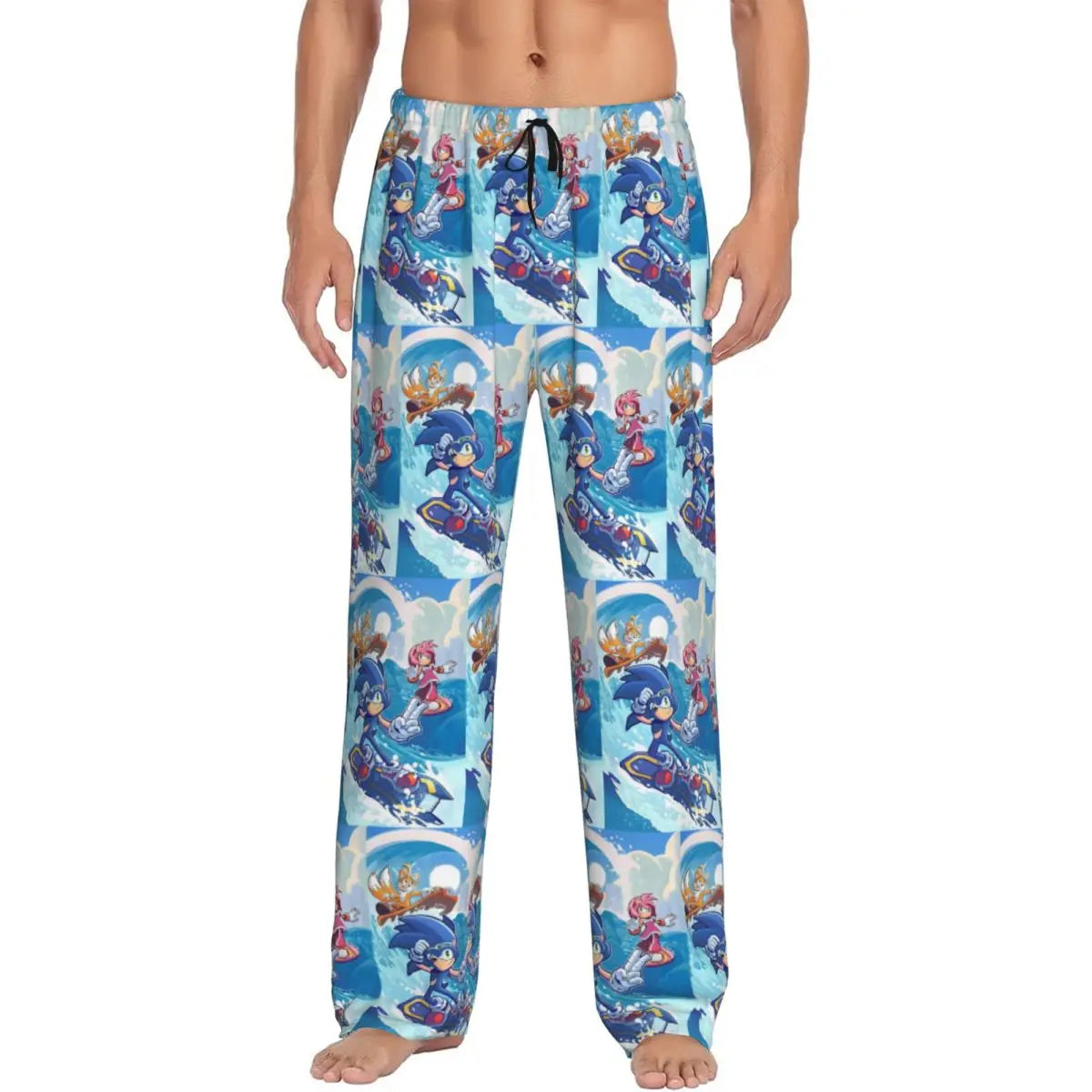 Custom Print Men's Soniced Pajama Pants Hedgehog Game Sleepwear Sleep Lounge Bottoms with Pockets