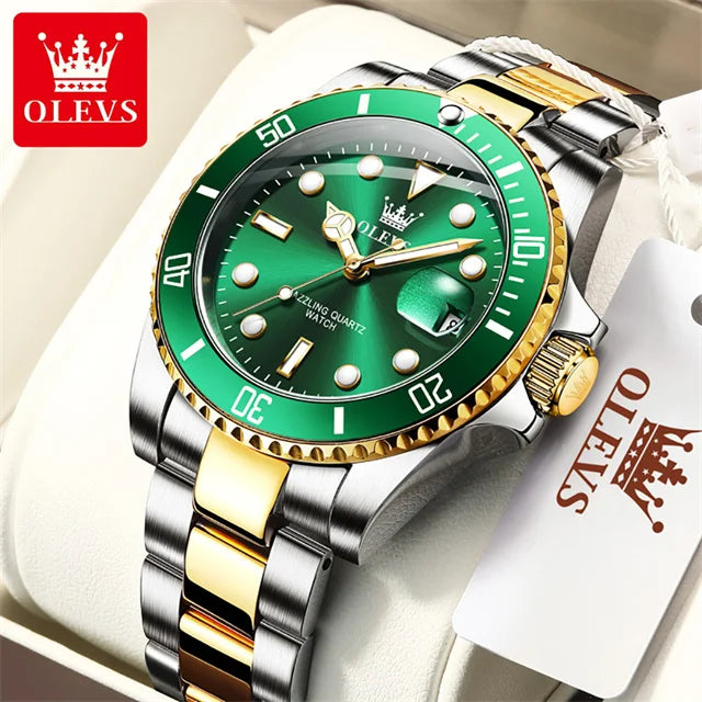 OLEVS Top Original Quartz Watch for Men Diving Series Stainles Steel Waterproof Man Watch Fashion Luxury Brand Men's Wristwatch