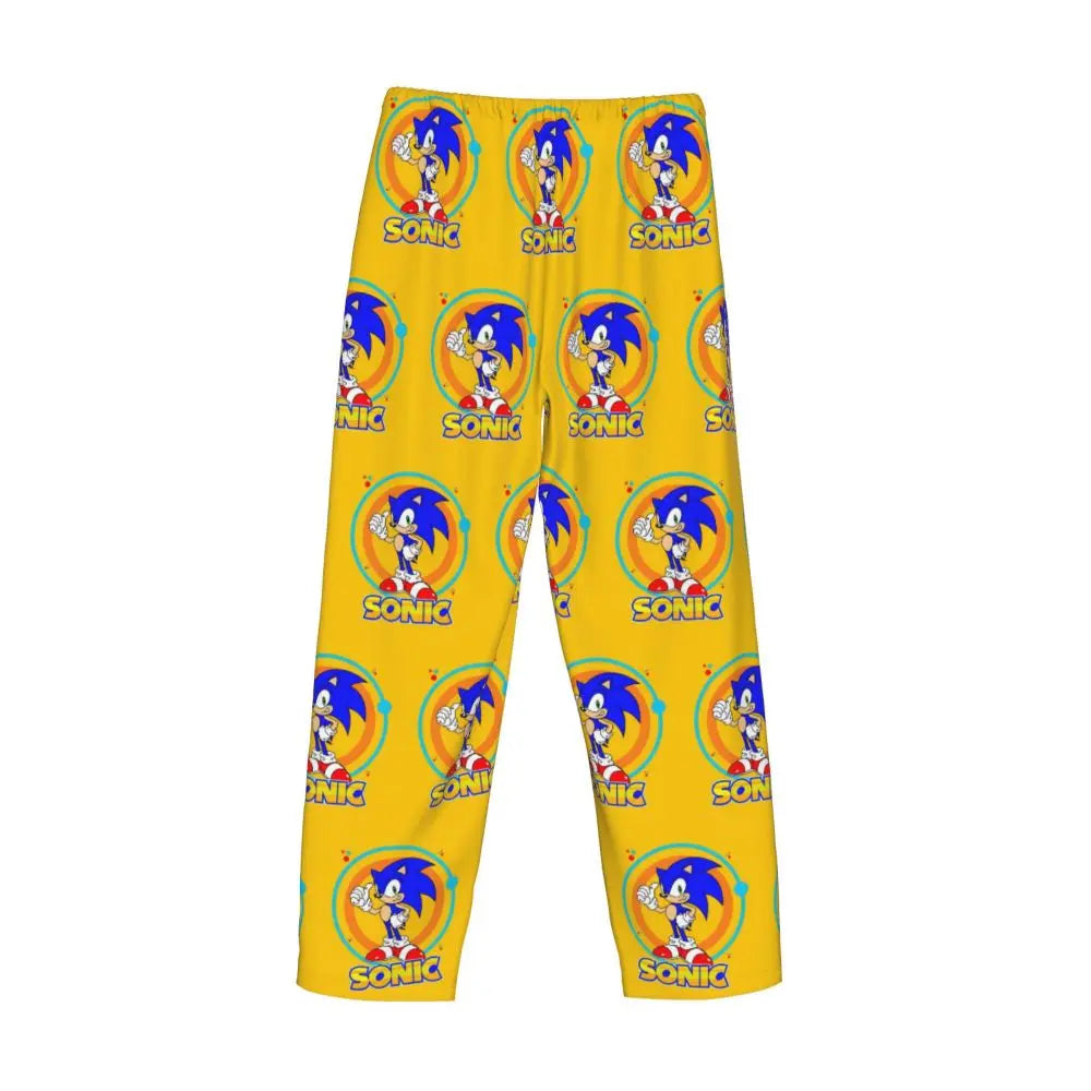Custom Print Men's Soniced Pajama Pants Hedgehog Game Sleepwear Sleep Lounge Bottoms with Pockets