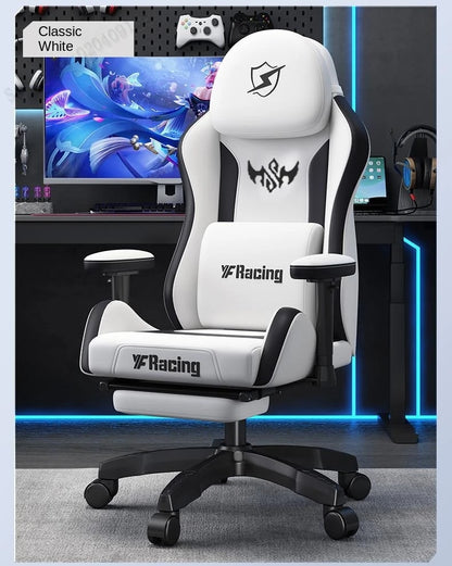 Gaming Chair with Latex Seat Cushion, Four-stage Pneumatic Cylinder, Removable Dual Headrest Adjustable Backrest, Office Chair