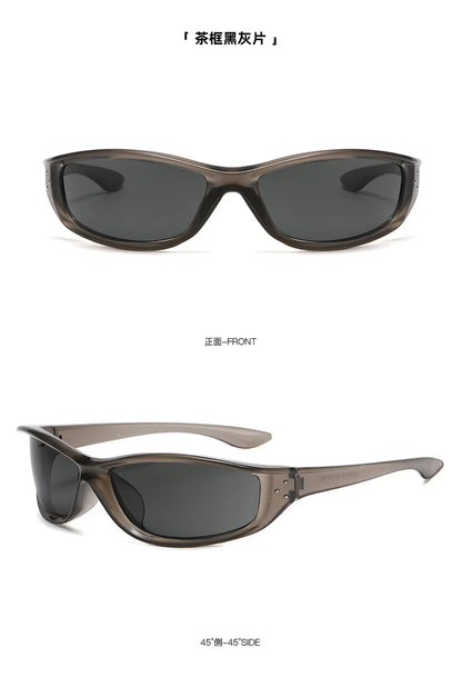 Rivets Y2K Sports Punk Sunglasses Women Designer Rectangle Goggle Men Luxury Sun Glasses UV400 Driving Cycling Fashion Eyewear