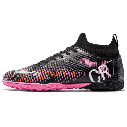 Kids Anti Collision Toe Football Boots Lace Up Closure Short Non Slip Studs Wearproof Breathable Outdoor Grass Game Shoes