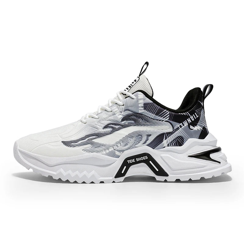 Scarpe sportive da uomo alla moda con lacci, versatili, antiscivolo, con suola spessa, comode scarpe casual da running per adolescenti, da indossare ogni giorno