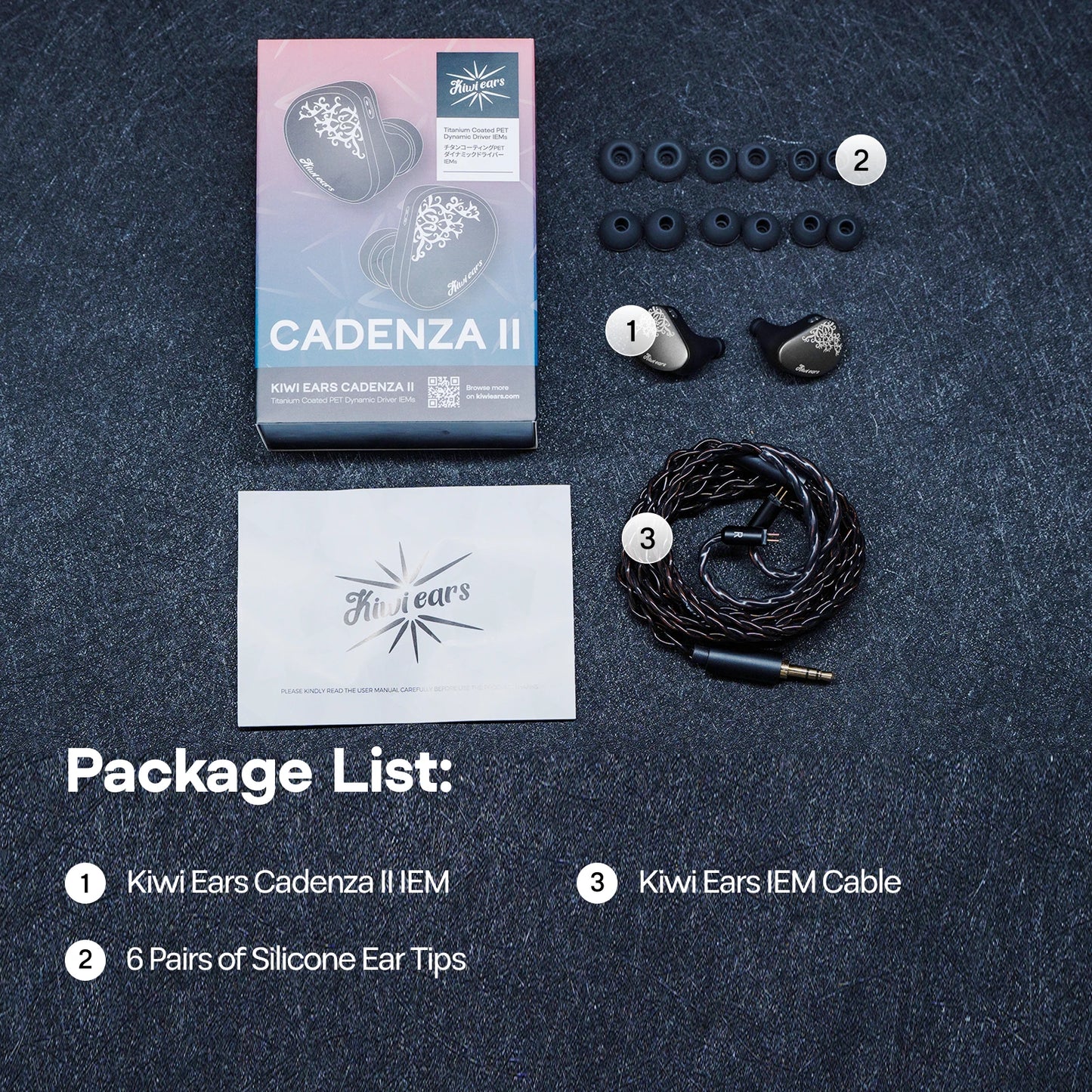 Linsoul Kiwi Ears Cadenza II IEM HiFi-Kopfhörer mit 10mm-Titan-Dynamiktreiber, KARS 2.0 und abnehmbarem Kabel